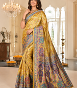 Mustard Color Zari Weavind Work Silk Blend Saree