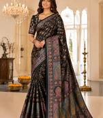 Black Color Zari Weavind Work Silk Blend Saree