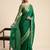 Green solid chiffon ethnic saree with blouse