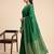 Green solid chiffon ethnic saree with blouse