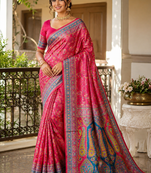 Red Color Zari Weavind Work Silk Blend Saree