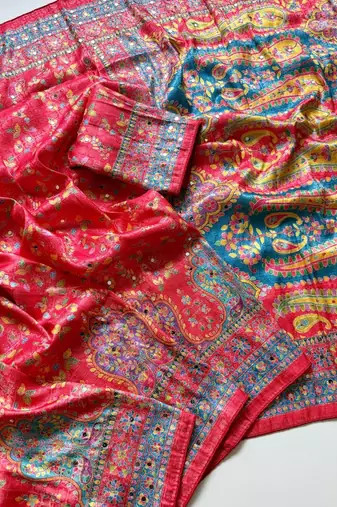 Red Color Zari Weavind Work Silk Blend Saree