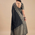 Black solid chiffon ethnic saree with blouse