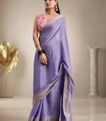 Levander solid chiffon ethnic saree with blouse