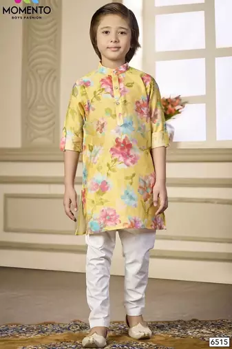 stylish yellow kurta for boys festive wear