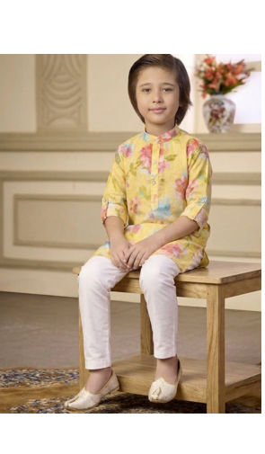 stylish yellow kurta for boys festive wear 2