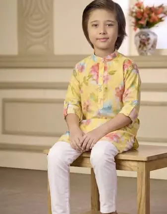 stylish yellow kurta for boys festive wear