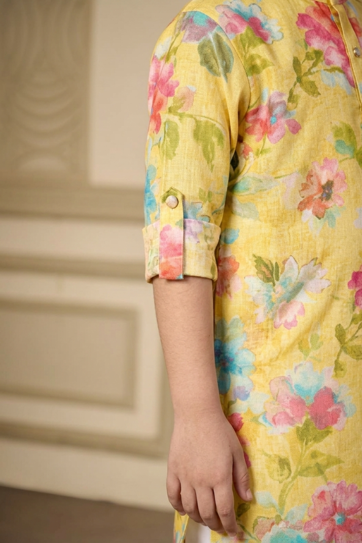 stylish yellow kurta for boys festive wear