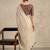 Beige solid chiffon ethnic saree with blouse