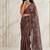Brown floral georgette ethnic saree with blouse