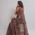 Brown floral georgette ethnic saree with blouse