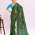 Green floral georgette ethnic saree with blouse