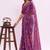 Purple floral georgette ethnic saree with blouse