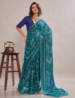 Rama floral georgette ethnic saree with blouse 1