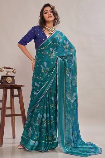 Rama floral georgette ethnic saree with blouse