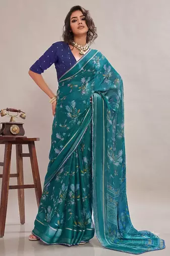 Rama floral georgette ethnic saree with blouse