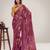 Wine floral georgette ethnic saree with blouse