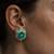 Gold plated turquoise blue stone crystal stud earrings