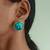 Gold plated turquoise blue stone crystal stud earrings