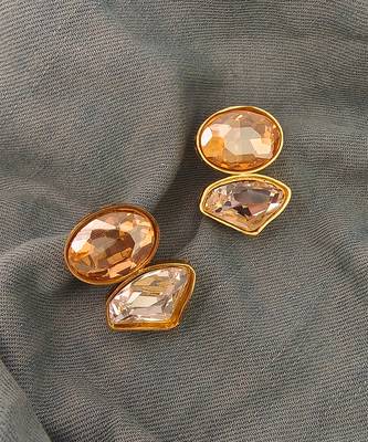 Gold plated swarovski crystal stud earrings 1