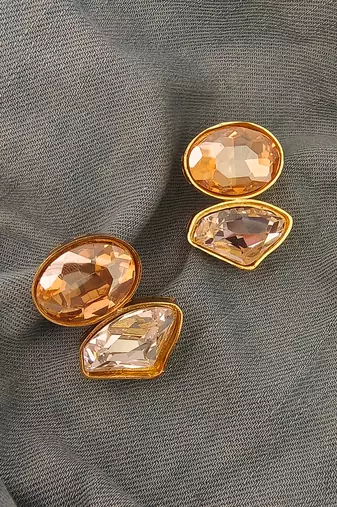 Gold plated swarovski crystal stud earrings