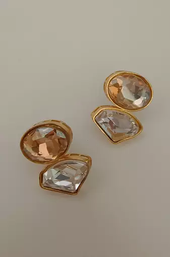 Gold plated swarovski crystal stud earrings