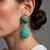 Gold plated turquoise blue stone citrine dangler earrings