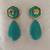 Gold plated turquoise blue stone citrine dangler earrings