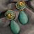 Gold plated turquoise blue stone citrine dangler earrings