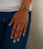 Gold plated luxe green stone crystal cuff bracelet