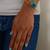 Gold plated turquoise blue stone crystal cuff bracelet