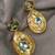 Gold plated green stone swarovski crystal dangler earrings