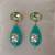 Gold plated turquoise stone mint green crystal dangler earrings