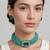 Gold plated turquoise and emerald green stone choker set