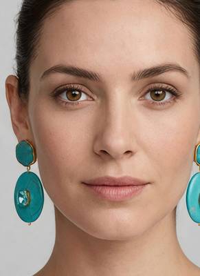 Gold plated turquoise stone dangler earrings 1