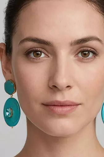 Gold plated turquoise stone dangler earrings