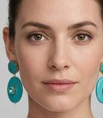 Gold plated turquoise stone dangler earrings