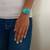 Gold plated turquoise blue stone crystal cuff bracelet
