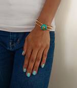Gold plated turquoise stone citrine crystal cuff bracelet