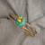 Gold plated turquoise stone citrine crystal cuff bracelet