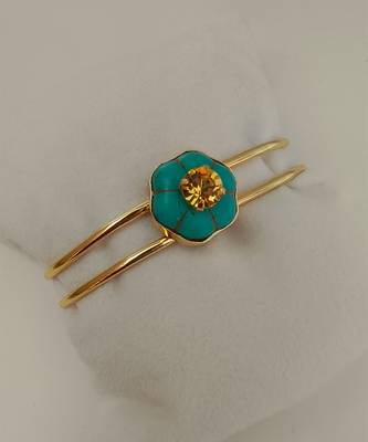 Gold plated turquoise stone citrine crystal cuff bracelet 3