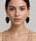 Gold plated black and white crystal stud earrings