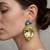 Gold plated blue and mint green crystal stud earrings