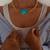 Gold plated turquoise blue stone chain necklace