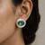Gold plated green crystal stone stud earrings