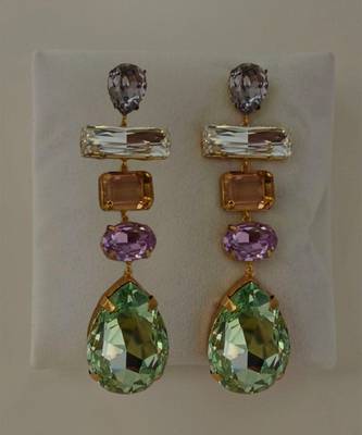 Gold plated multicolor crystal stones dangler earrings 3