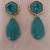 Gold plated turquoise blue stone dangler earrings