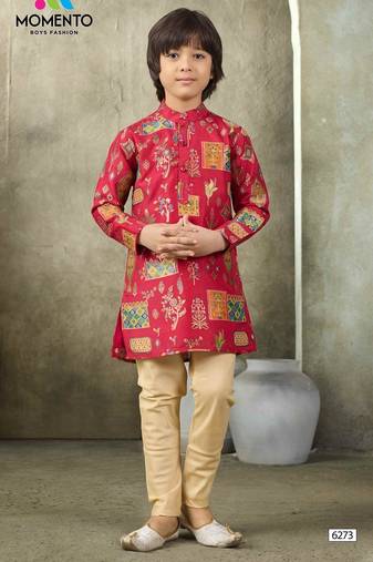 red boys kurta festive & wedding ethnic wear  momento fashions