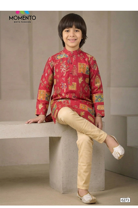 red boys kurta festive & wedding ethnic wear  momento fashions 2