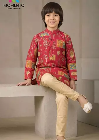 red boys kurta festive & wedding ethnic wear  momento fashions
